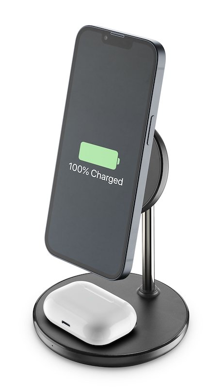 Cellularline wireless charger iPhone Magsf2in1wirk nero