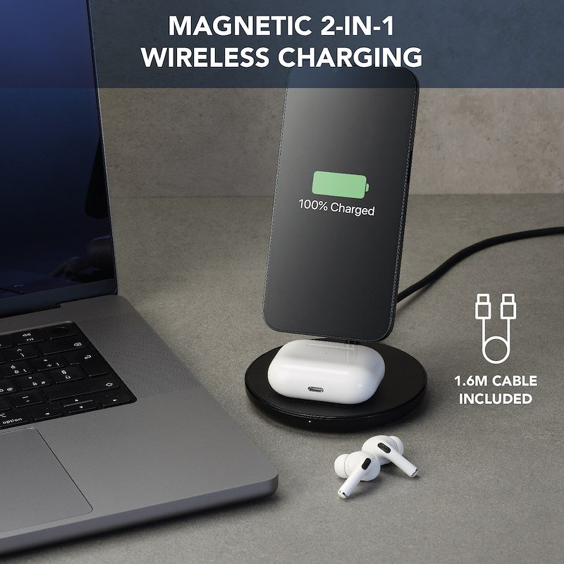 Cellularline wireless charger iPhone Magsf2in1wirk nero