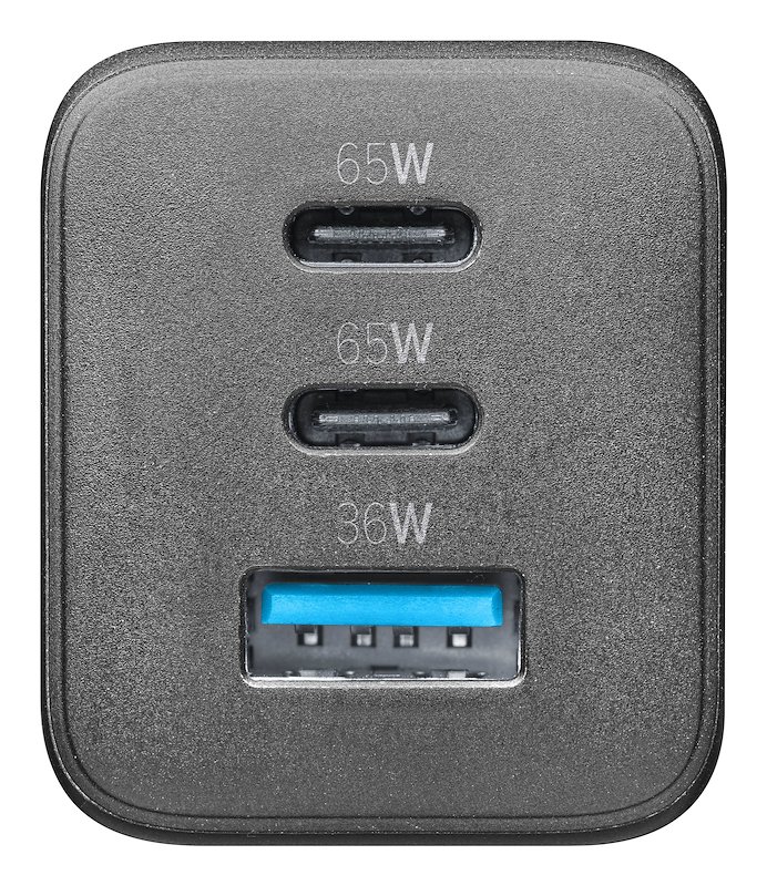Cellularline CARICABATTERIE RETE GAN 3 PORTE 65W  Achusbgan3pd65wk