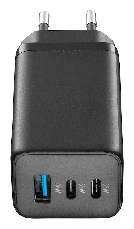 Cellularline CARICABATTERIE RETE GAN 3 PORTE 65W  Achusbgan3pd65wk