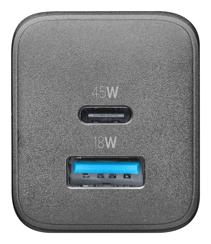 Cellularline CARICABATTERIE RETE GAN 2 PORTE 45W  Achusbgan2pd45wk