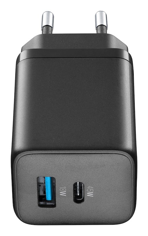 Cellularline CARICABATTERIE RETE GAN 2 PORTE 45W  Achusbgan2pd45wk