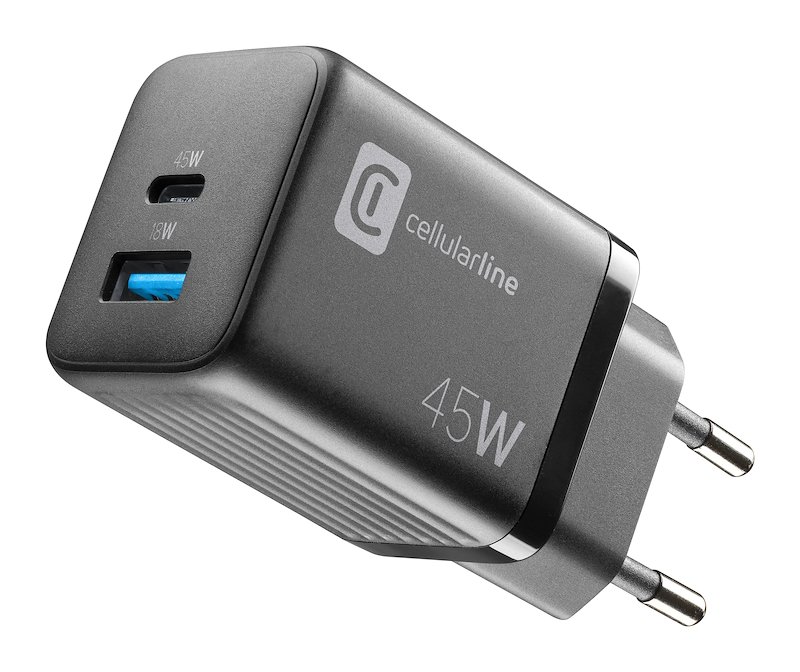 Cellularline CARICABATTERIE RETE GAN 2 PORTE 45W  Achusbgan2pd45wk
