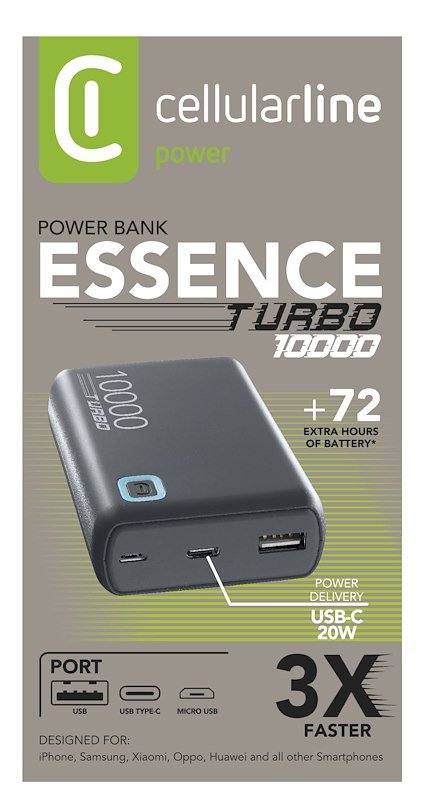 Cellularline Powerbank Pbessencepd10000d Nero