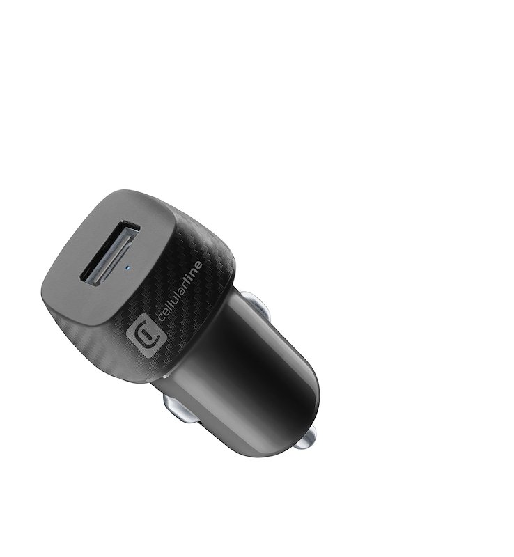Cellularline - USB Car Charger 12W - Caricabatteria da auto USB 12W - Adattatore Automatico Prese Accendisigari 12V/24V - Protezione da Sovraccarichi e Cortocircuiti - Nero - 2