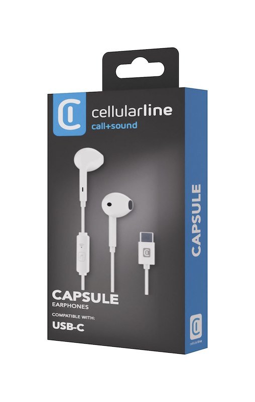 Cellularline Auricolari con filo Aucapsuletypecw Bianco