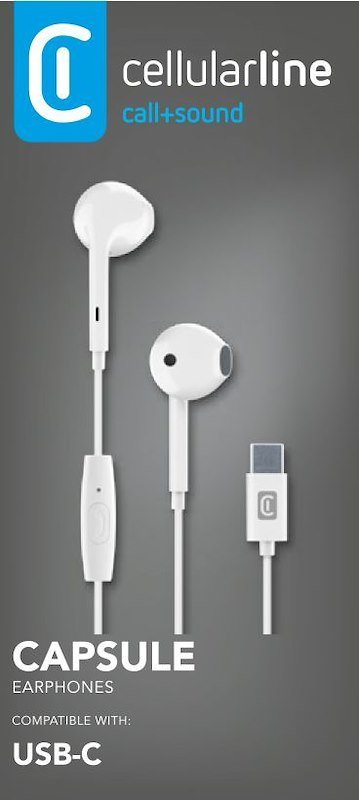 Cellularline Auricolari con filo Aucapsuletypecw Bianco