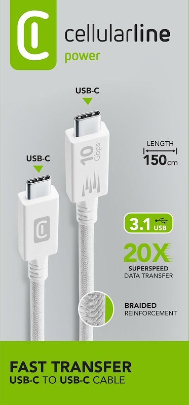 Cellularline Cavo USB-C Usbdata31c2c1mw Bianco