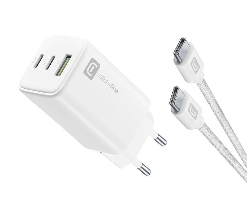 Cellularline Caricabatterie ACHKITC2CGAN65TABW Bianco