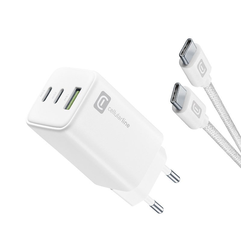 Cellularline Caricabatterie ACHKITC2CGAN65TABW Bianco