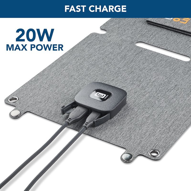 Cellularline Caricabatterie portatile Solar 20W Achsolar2usb20wd