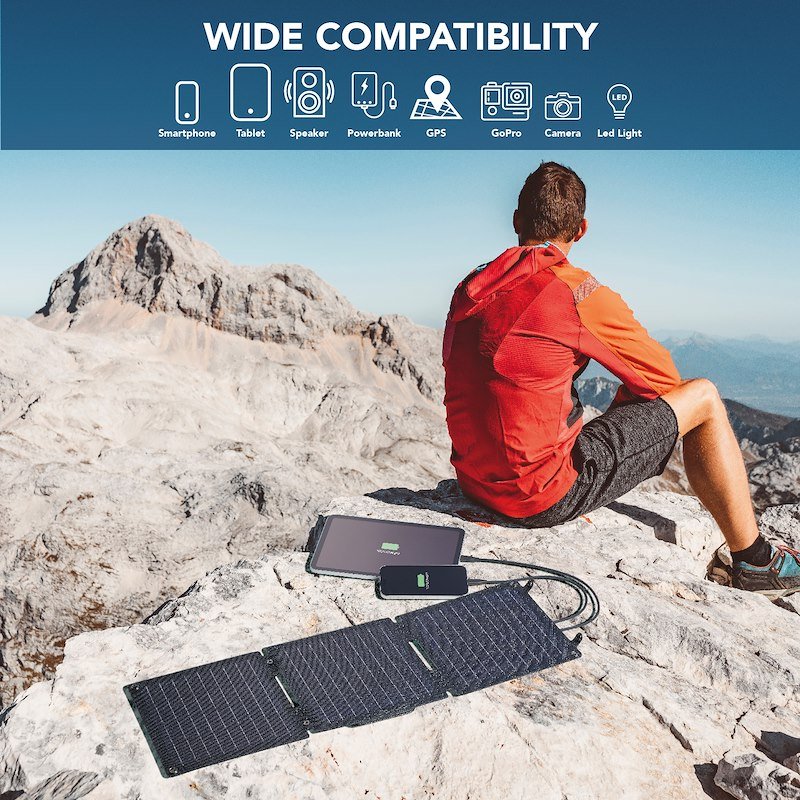 Cellularline Caricabatterie portatile Solar 20W Achsolar2usb20wd