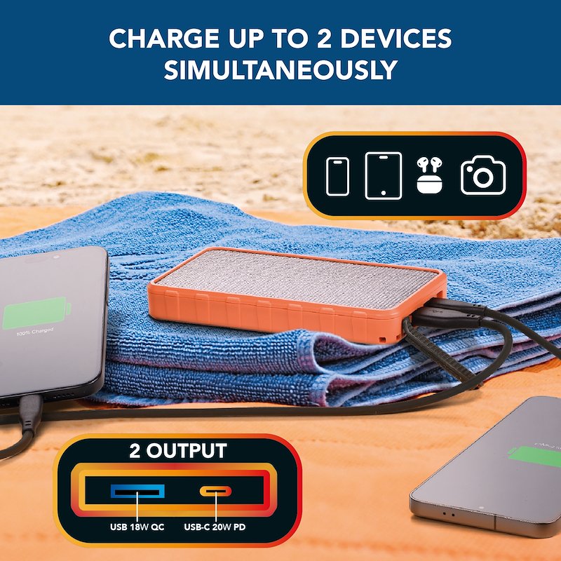 Cellularline Power Bank SOLAR FAST CHARGE PBSOLAR10000O Arancione