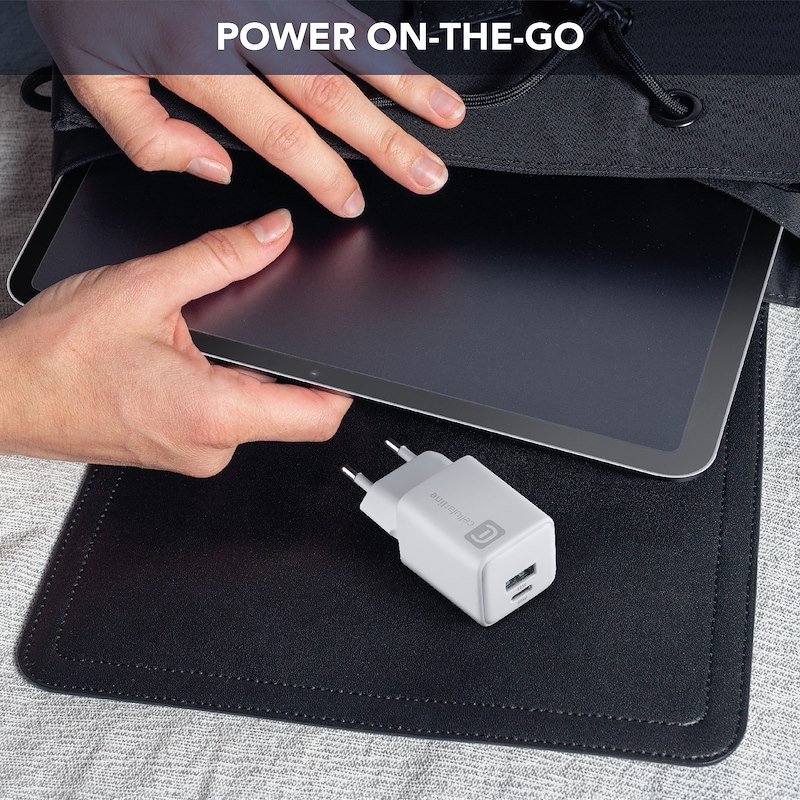 Cellularline Caricabatterie  ACHUSB2GAN30WTABW Bianco