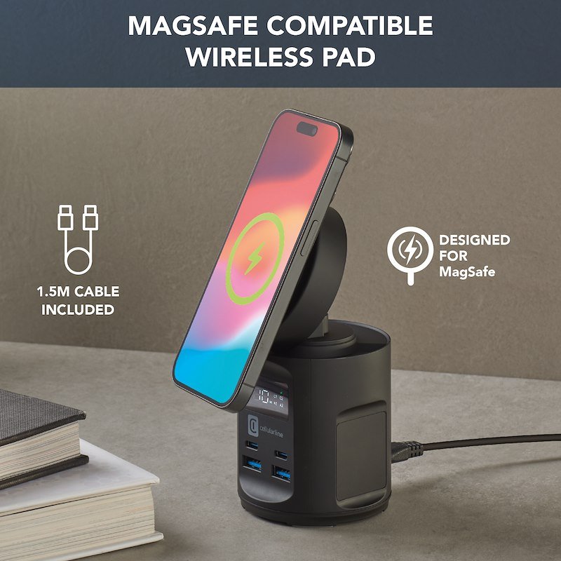 Cellularline Caricabatteria Wireless Hub Magsafe MAGSFHUBWIR4PD65WK Nero
