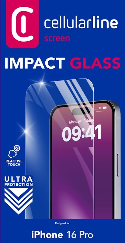 Cellularline Vetro Temperato iPhone 16 Pro / 17 / 17 Pro TEMPGLASSIPH16PRO