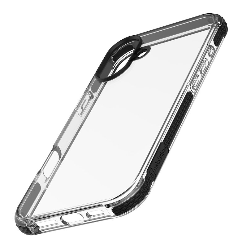 Cellularline Custodia iPhone 16 Tetra Force Strong Guard Trasparente / Nero