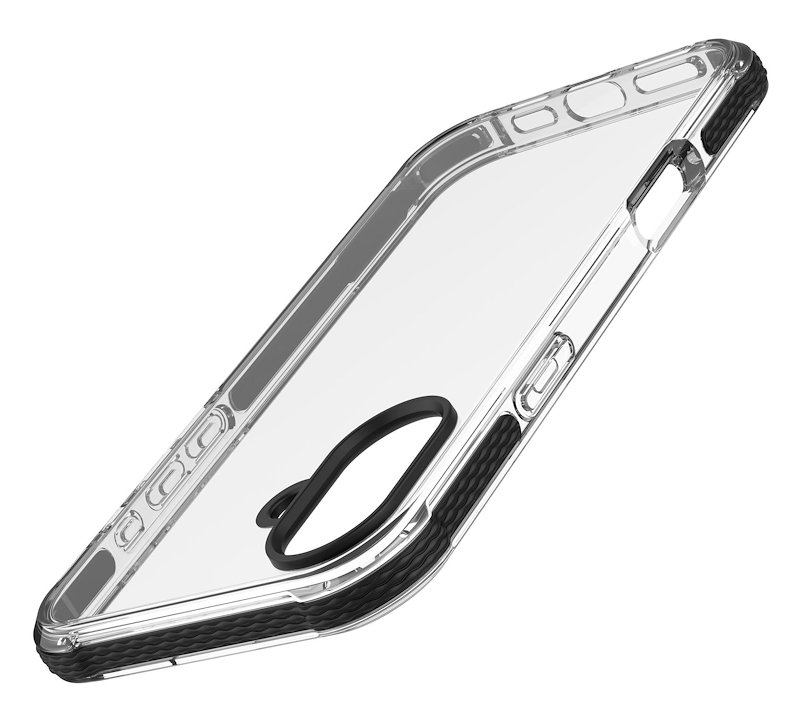 Cellularline Custodia iPhone 16 Tetra Force Strong Guard Trasparente / Nero