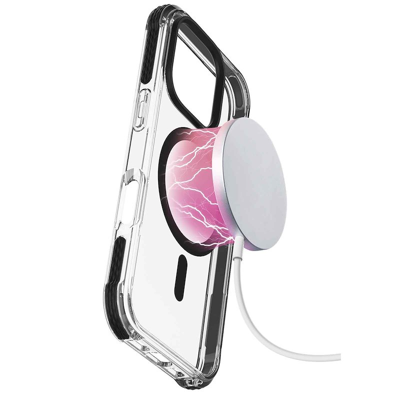 Cellularline Custodia iPhone 16 Pro Tetra Force Strong Guard Magsafe Trasparente / Nero