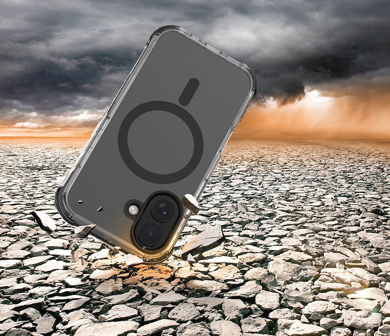 Cellularline Custodia iPhone 16 Tetra Force Strong Guard Magsafe Trasparente / Nero