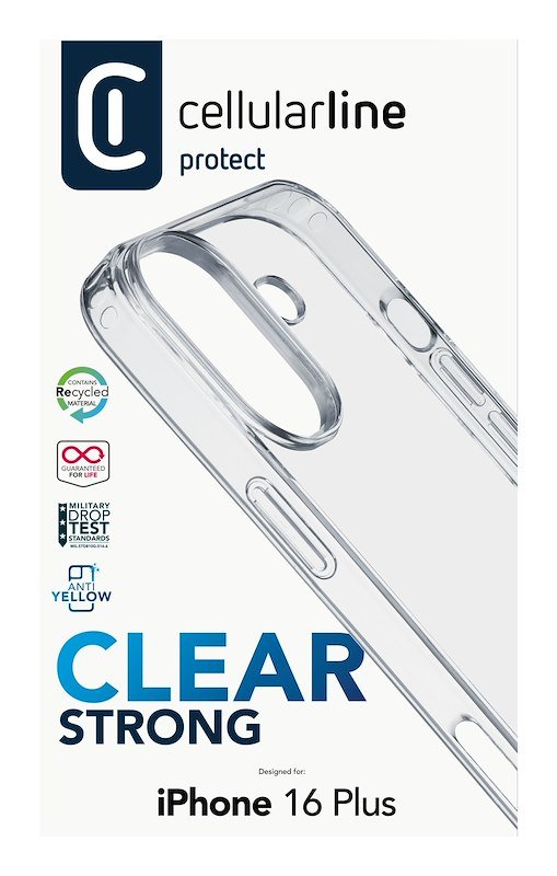 Cellularline Custodia iPhone 16 Plus Clear Strong Trasparente