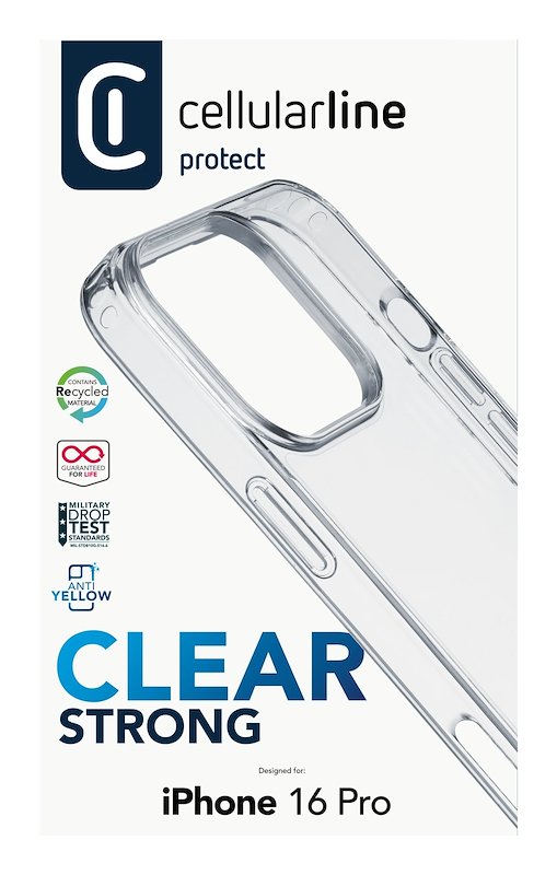 Cellularline Custodia iPhone 16 Pro Clear Strong Trasparente