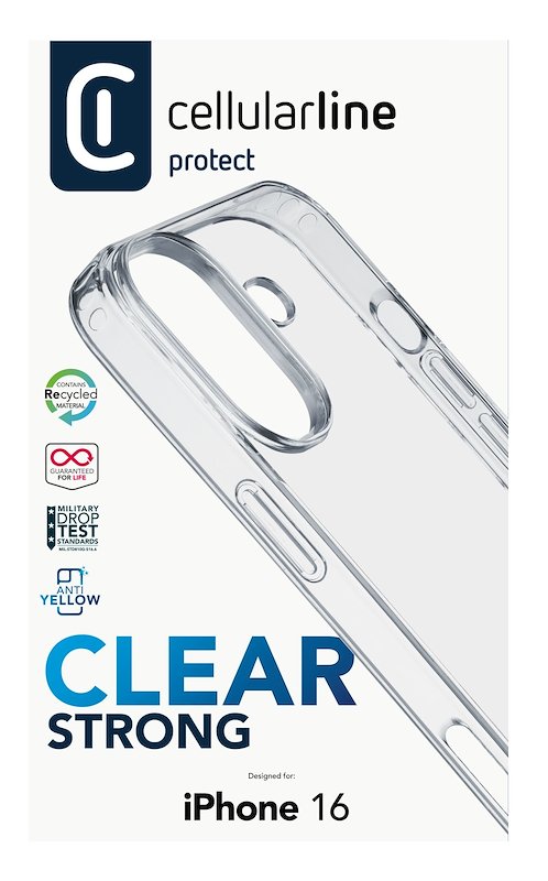 Cellularline Custodia iPhone 16 Clear Strong Trasparente