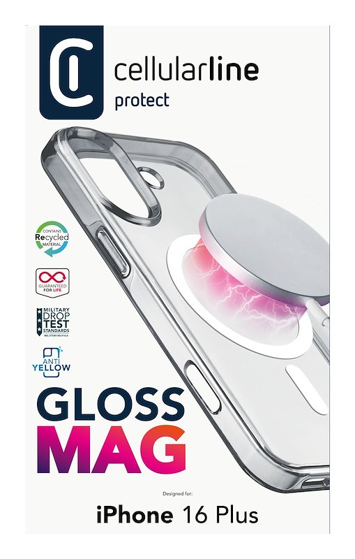 Cellularline Custodia iPhone 16 Plus Gloss Magsafe Trasparente