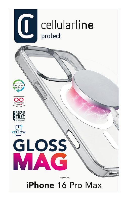 Cellularline Custodia iPhone 16 Pro Max Gloss Magsafe Trasparente