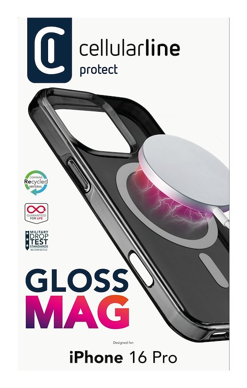 Cellularline Custodia iPhone 16 Pro Gloss Magsafe Nero