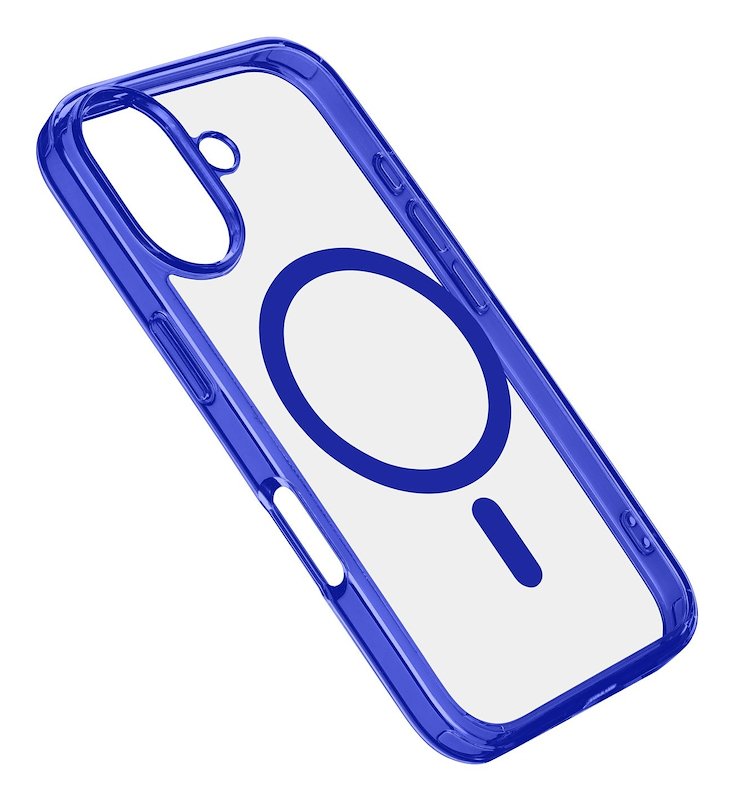 Cellularline Custodia iPhone 16 Iconic Magsafe Trasparente / Blu
