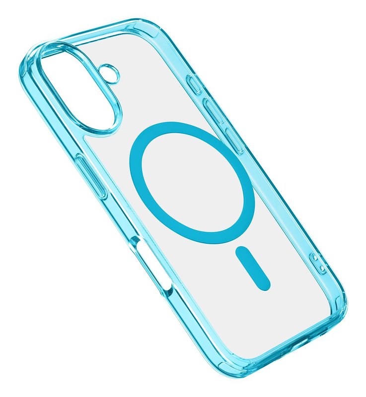 Cellularline Custodia iPhone 16 Iconic Magsafe Trasparente / Azzurro