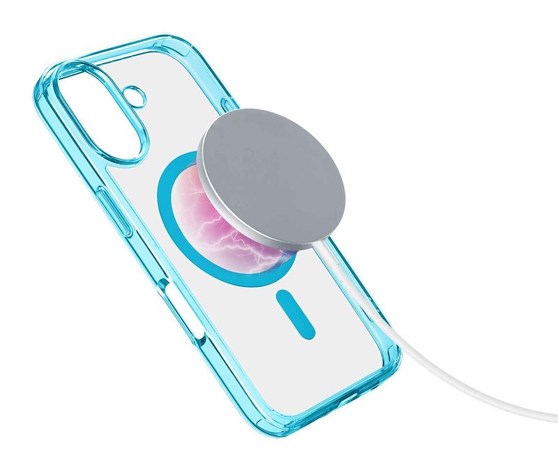 Cellularline Custodia iPhone 16 Iconic Magsafe Trasparente / Azzurro