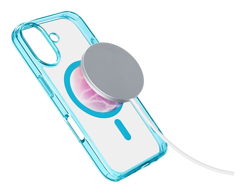 Cellularline Custodia iPhone 16 Iconic Magsafe Trasparente / Azzurro