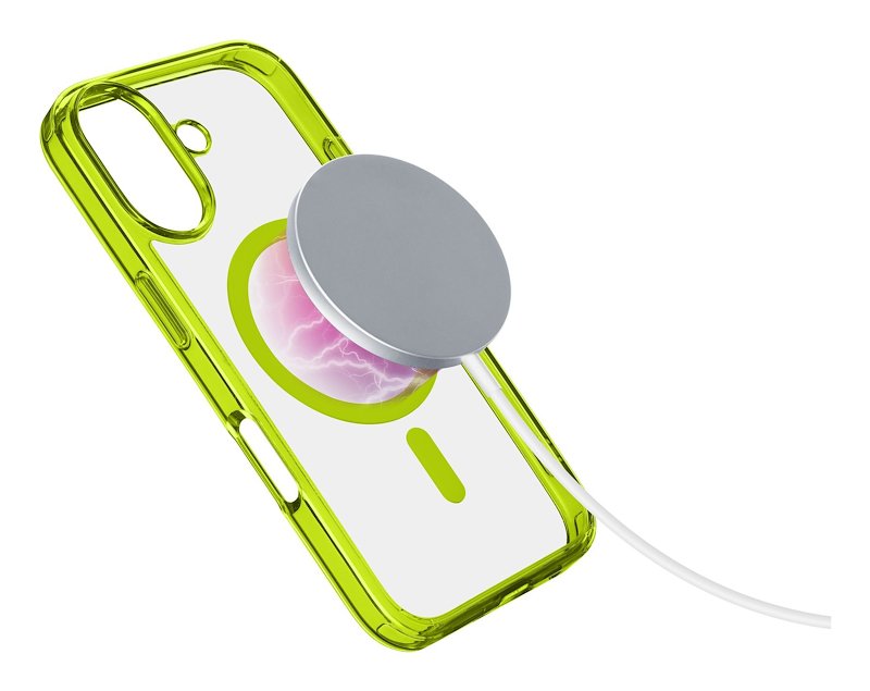 Cellularline Custodia iPhone 16 Iconic Magsafe Trasparente / Lime