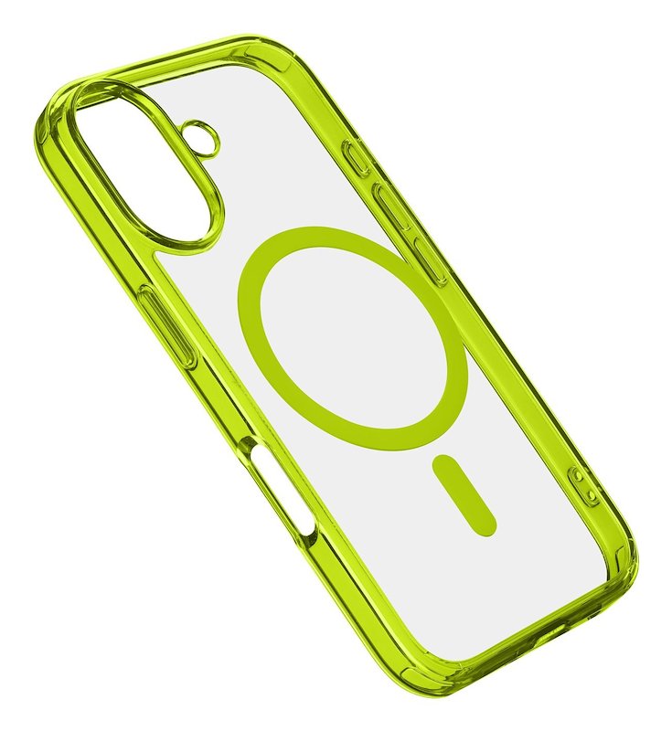 Cellularline Custodia iPhone 16 Iconic Magsafe Trasparente / Lime
