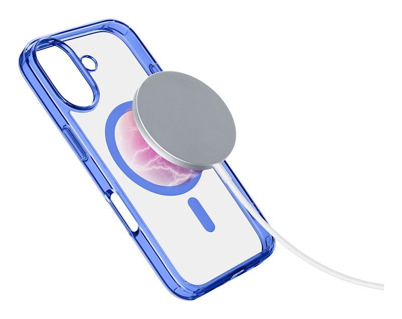 Cellularline Custodia iPhone 16 Plus Iconic Magsafe Trasparente / Blu