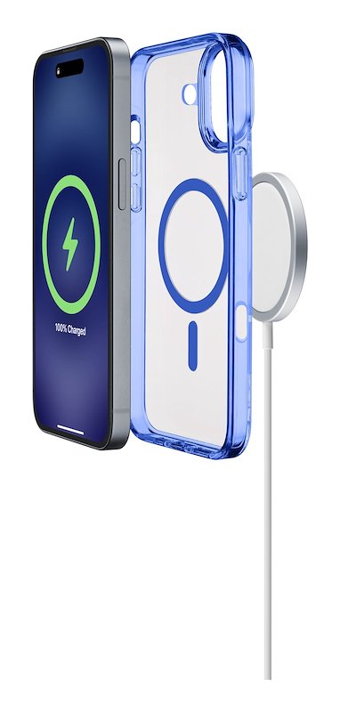 Cellularline Custodia iPhone 16 Plus Iconic Magsafe Trasparente / Blu
