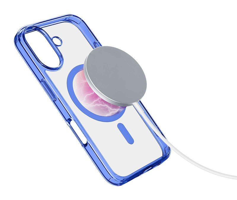 Cellularline Custodia iPhone 16 Plus Iconic Magsafe Trasparente / Blu