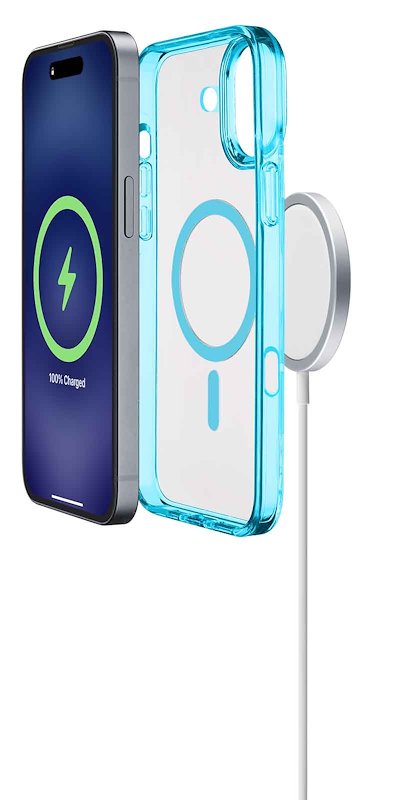 Cellularline Custodia iPhone 16 Plus Iconic Magsafe Trasparente / Azzurro