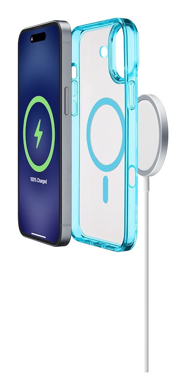 Cellularline Custodia iPhone 16 Plus Iconic Magsafe Trasparente / Azzurro