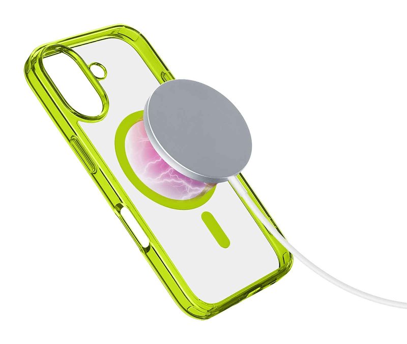 Cellularline Custodia iPhone 16 Plus Iconic Magsafe Trasparente / Lime