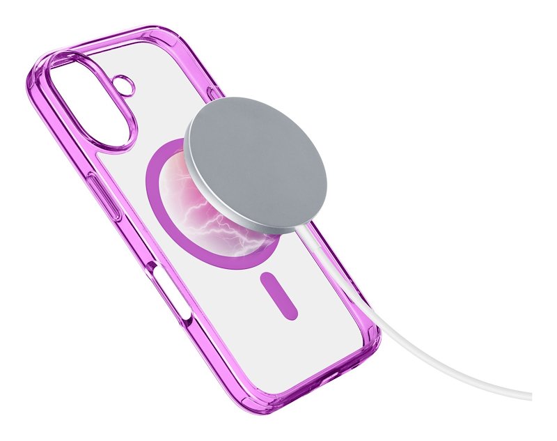 Cellularline Custodia iPhone 16 Iconic Magsafe Trasparente / Rosa