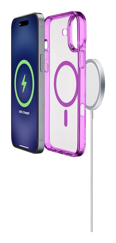 Cellularline Custodia iPhone 16 Iconic Magsafe Trasparente / Rosa
