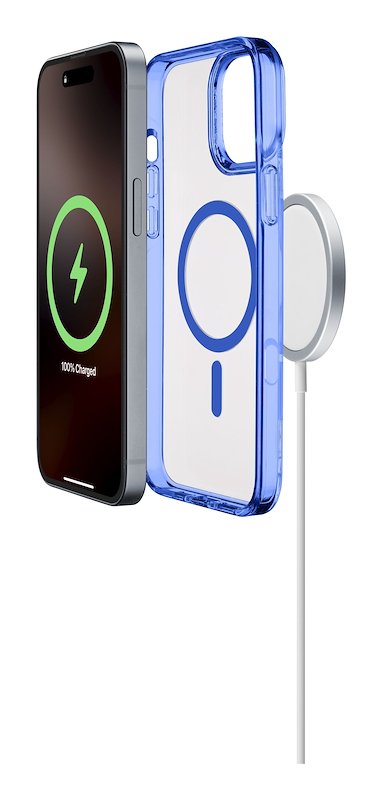 Cellularline Custodia iPhone 16 Pro Max Iconic Magsafe Trasparente / Blu