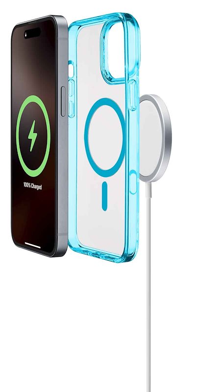 Cellularline Custodia iPhone 16 Pro Max Iconic Magsafe Trasparente / Azzurro