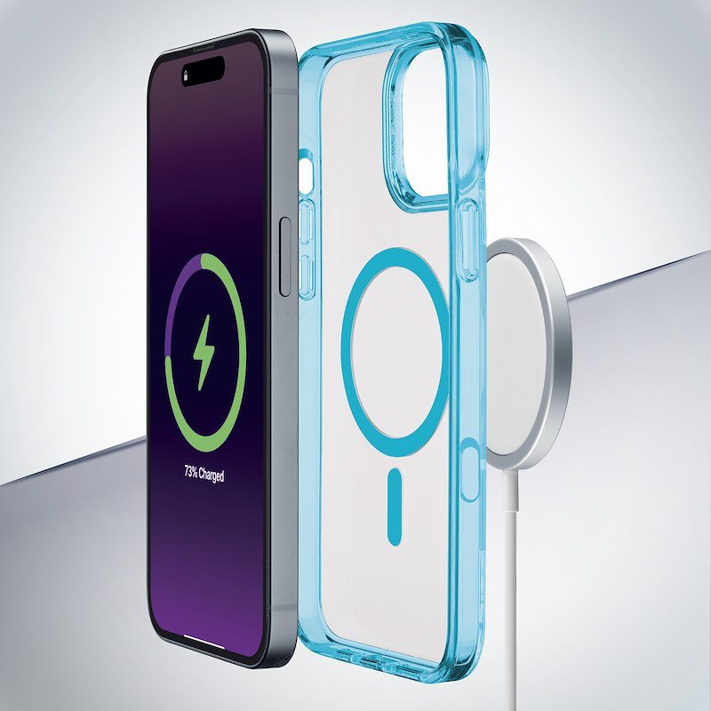 Cellularline Custodia iPhone 16 Pro Max Iconic Magsafe Trasparente / Azzurro