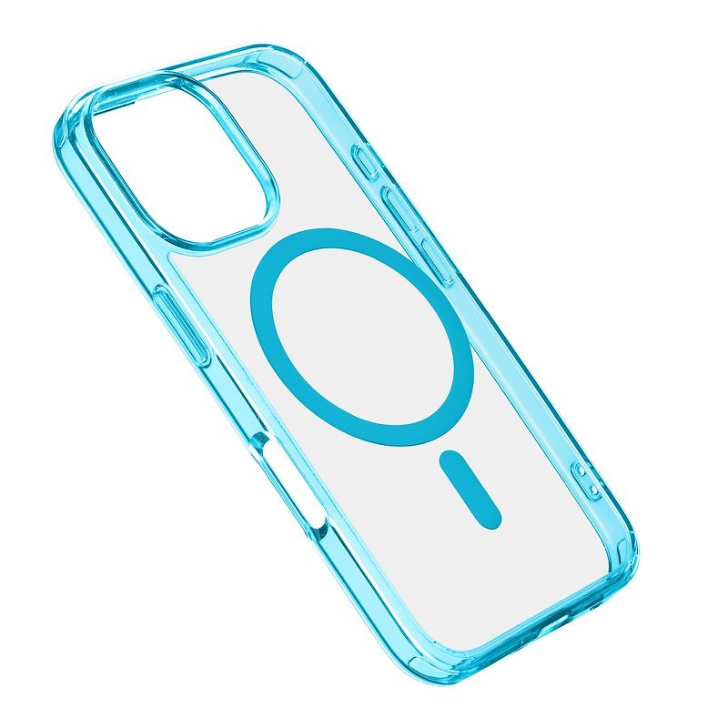 Cellularline Custodia iPhone 16 Pro Max Iconic Magsafe Trasparente / Azzurro