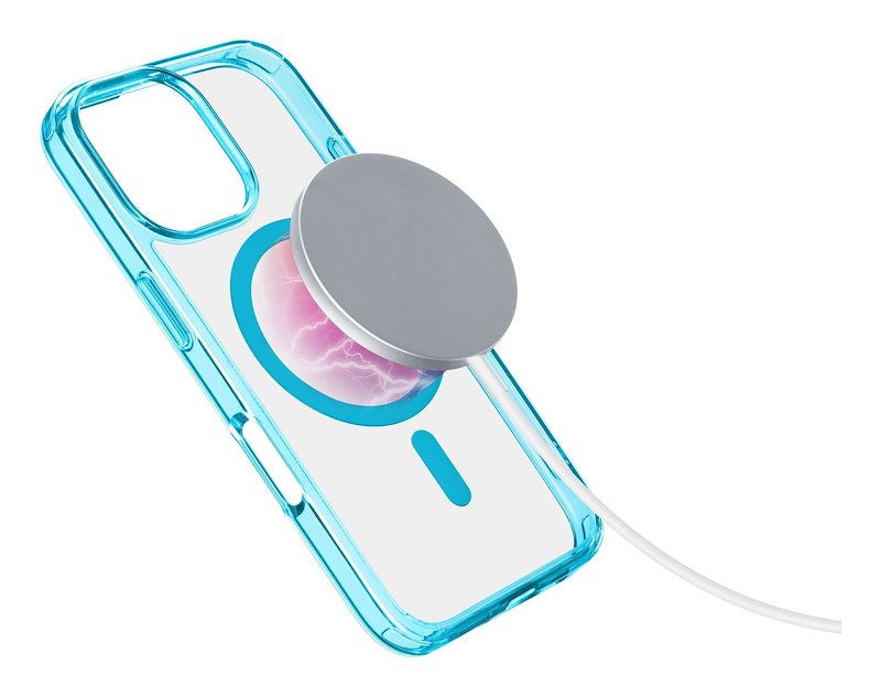 Cellularline Custodia iPhone 16 Pro Max Iconic Magsafe Trasparente / Azzurro