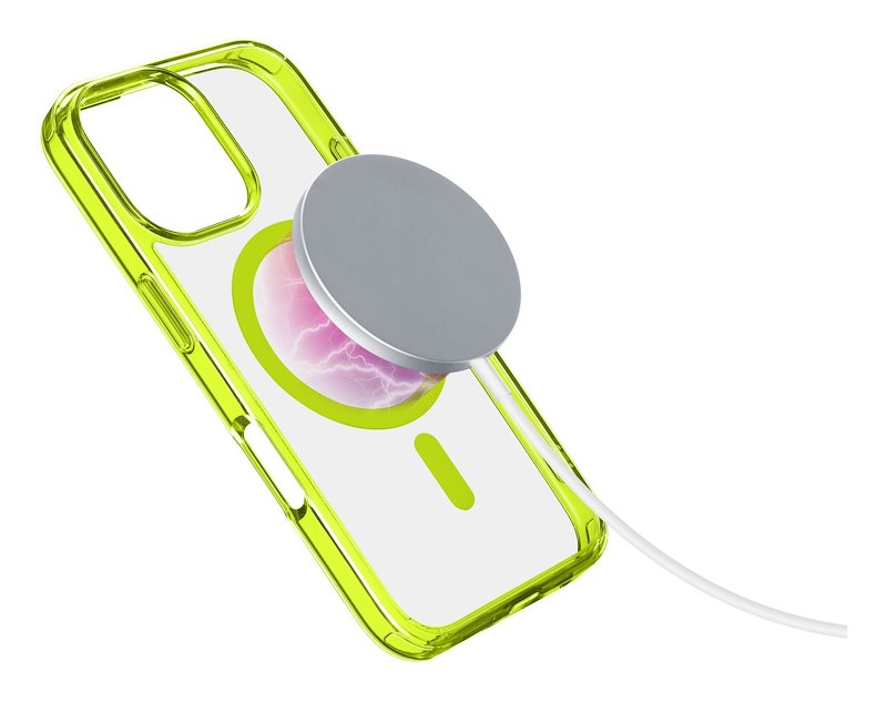 Cellularline Custodia iPhone 16 Pro Max Iconic Magsafe Trasparente / Lime